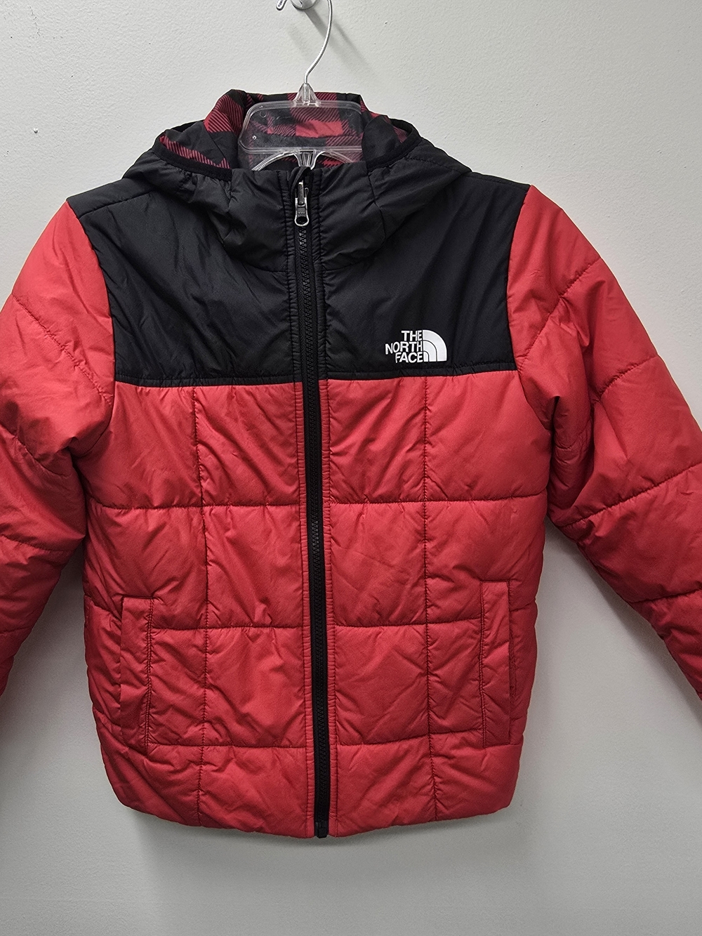 The North Face Kids' Red and Black Insulated Reversible  Hooded Jacket